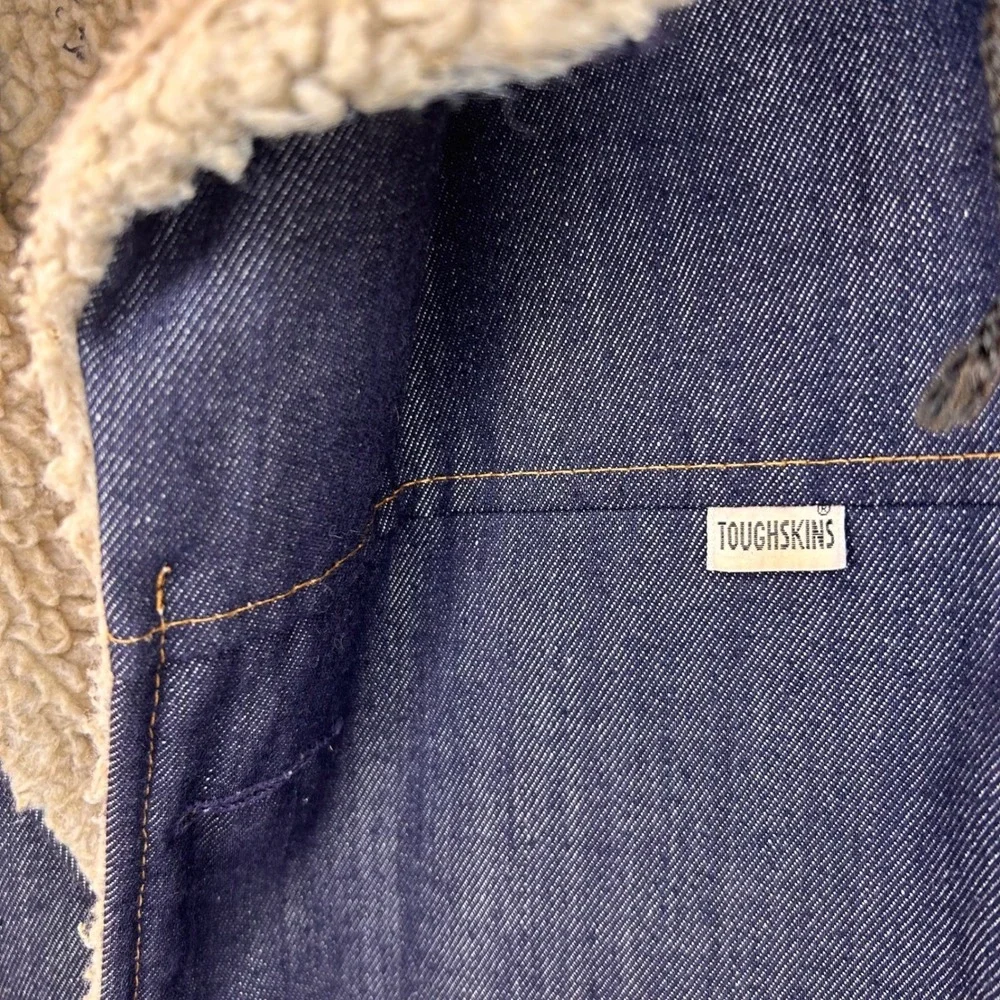 Vintage Toughskins Kids 4T Denim Sherpa Lined Jacket Western Style Winter Coat